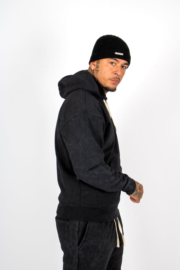 Liquor & Poker Premium Recycled Acid Black Hoodie