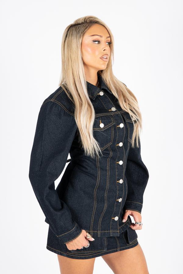 liquor & poker Raw Indigo Cinch Waist Denim Jacket