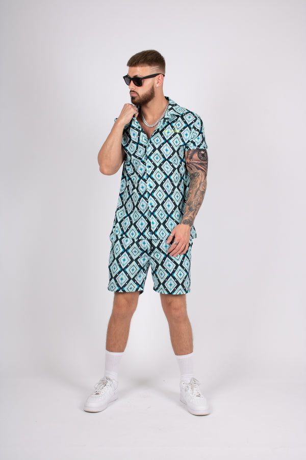 liquor & poker Relaxed Fit Diamond Print Shorts