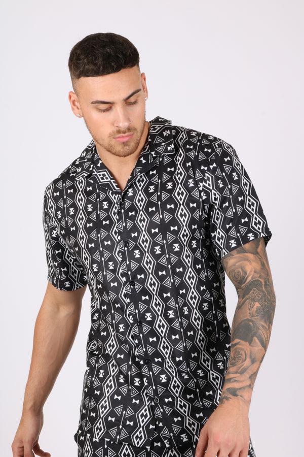 Liquor & Poker Retro Aztec Black & White Shirt