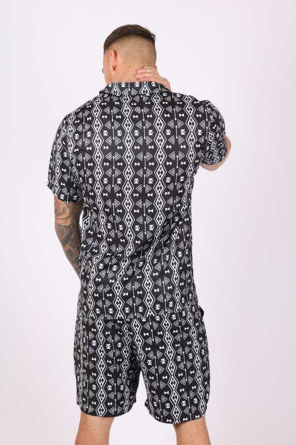 Liquor & Poker Retro Aztec Black & White Shirt