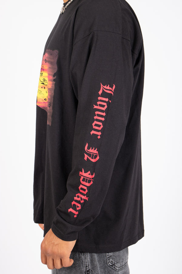 Liquor & Poker Safari Printed Black Long Sleeve Top