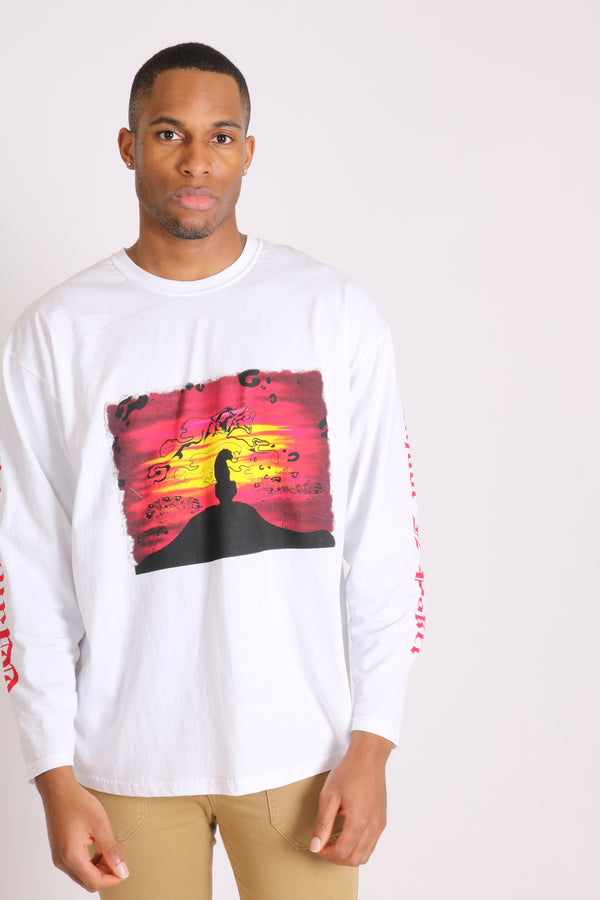 Liquor & Poker Safari Printed White Long Sleeve Top