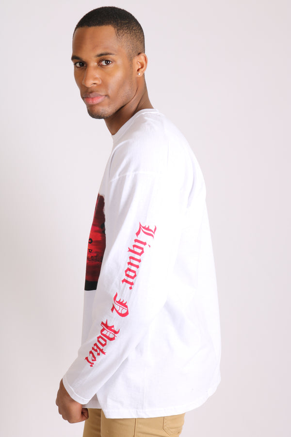 Liquor & Poker Safari Printed White Long Sleeve Top