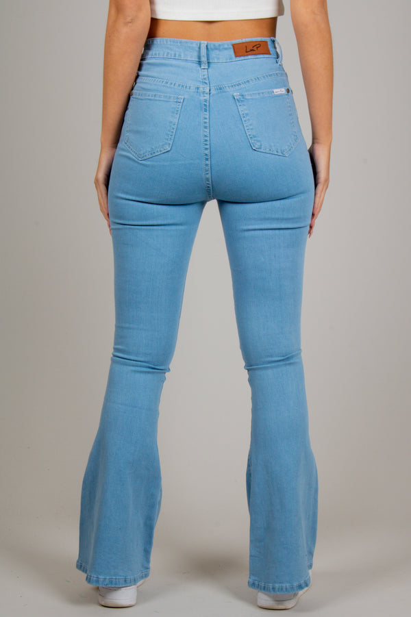 Liquor & Poker Slim Fit Flare Jean In Stone Wash