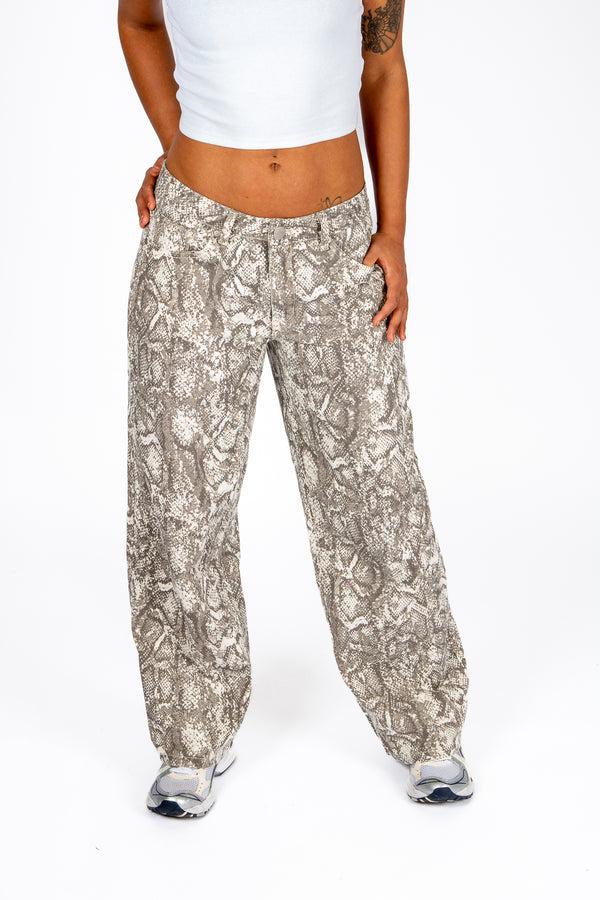 liquor & poker Snake Print Denim Jeans