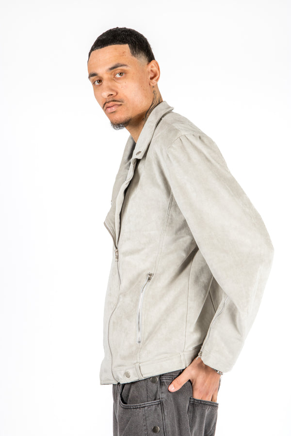 liquor & poker Stone Suede Biker Jacket