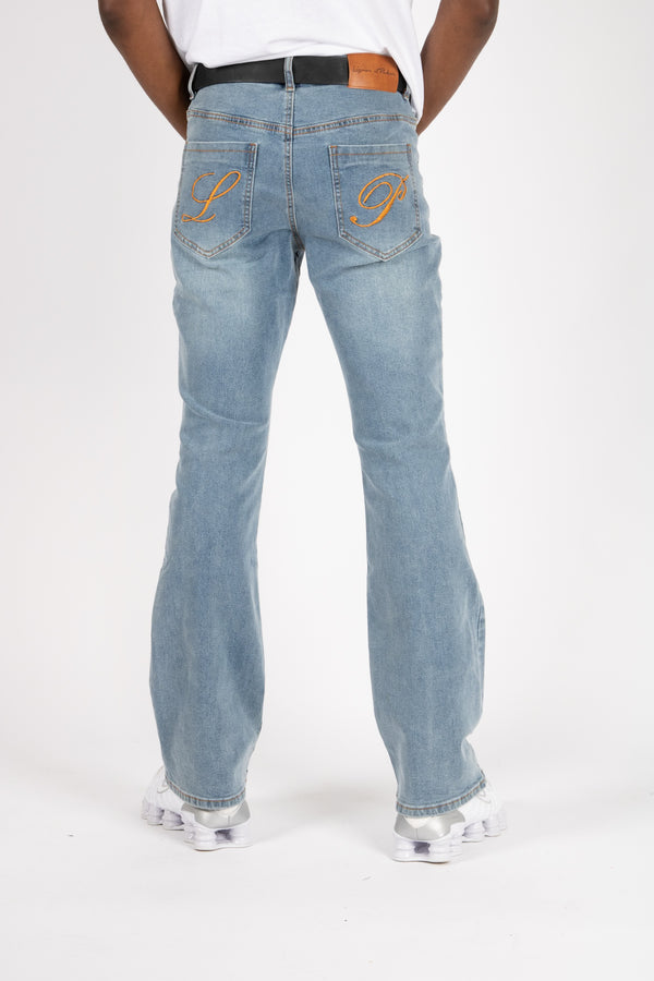 Liquor & Poker Stonewash Slim Stacked Flare