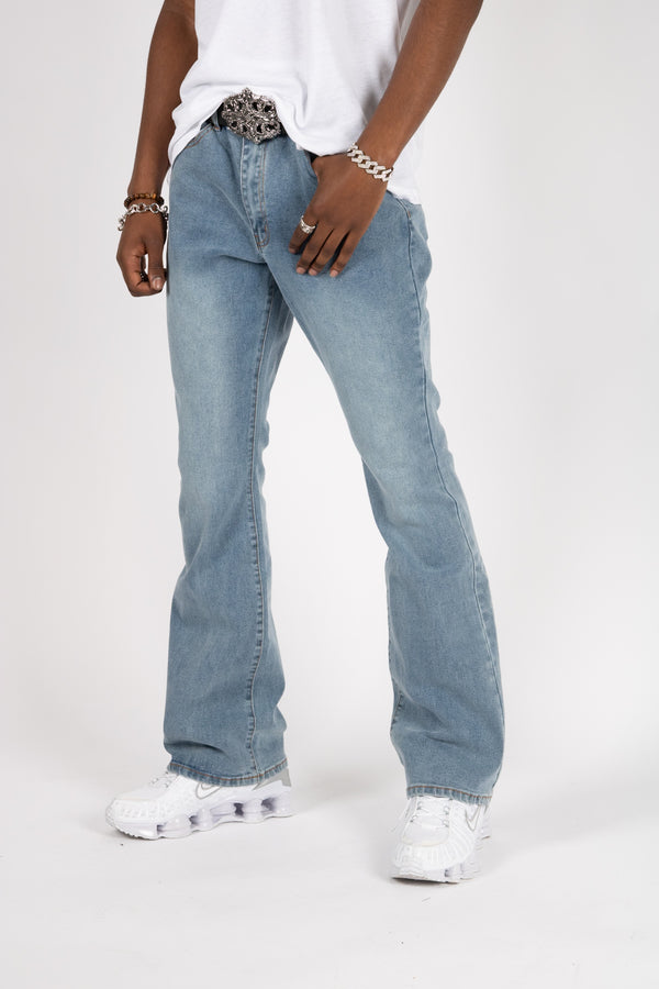 liquor & poker Stonewash Slim Stacked Flare