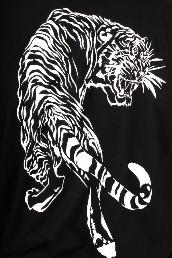 Liquor & Poker Tiger Print Long Sleeve Black T-Shirt