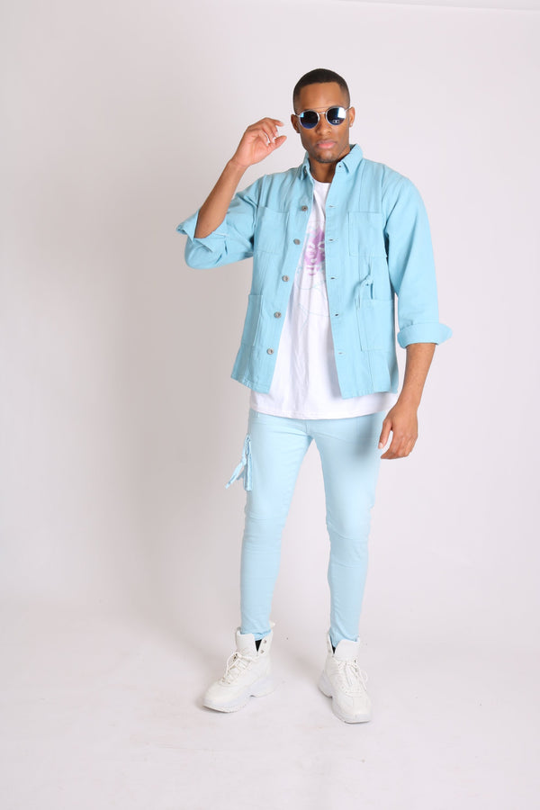 Liquor & Poker Utility Powder Blue Cargo Trousers