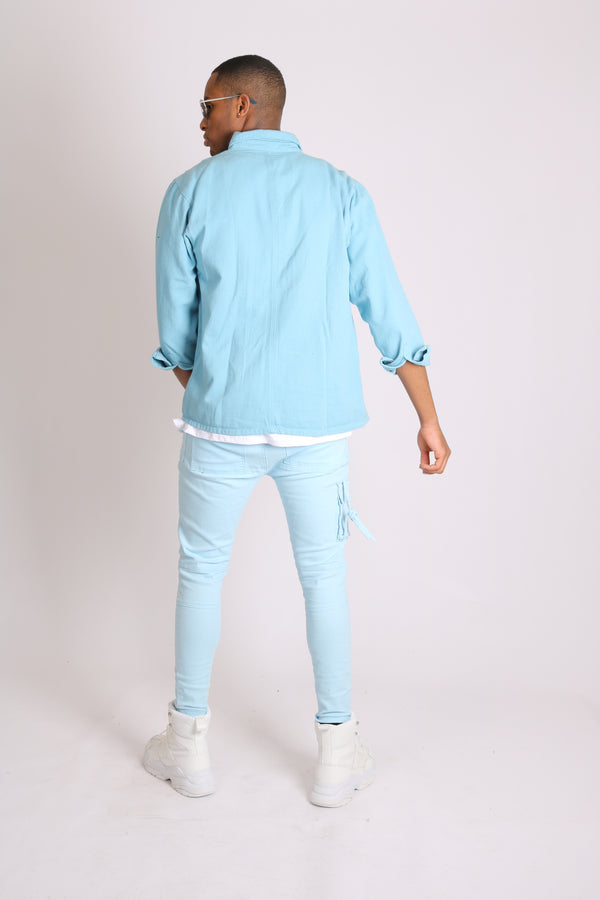 Liquor & Poker Utility Powder Blue Cargo Trousers