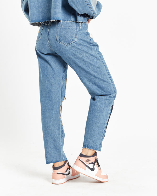 Liquor & Poker Vagabond Patchwork Mom Relaxed Jean