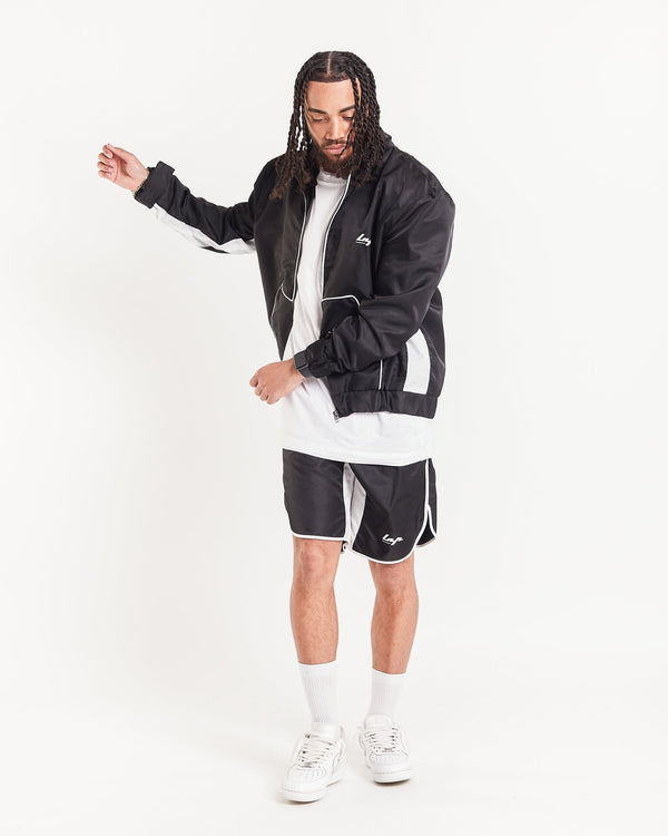 liquor & poker Varsity Black & White Nylon Shorts