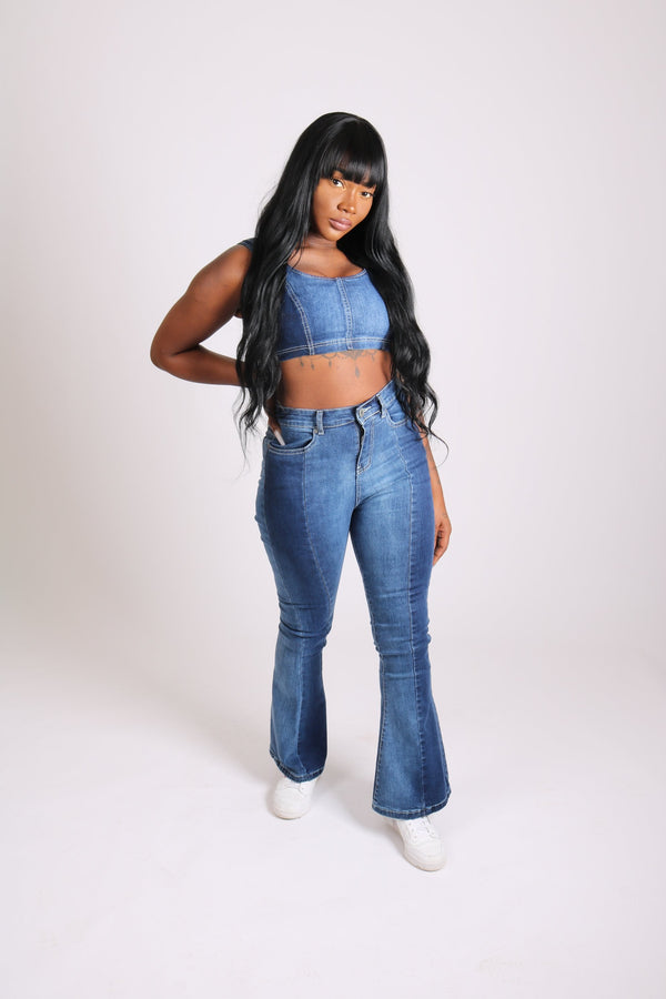Liquor & Poker Vice Versa Denim Panelled Crop Top