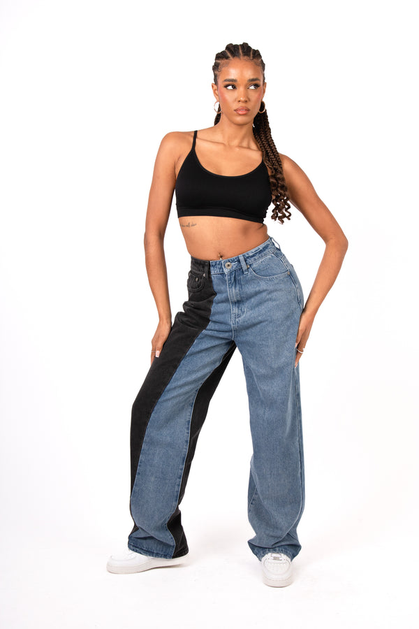 Liquor & Poker Vice-Versa Two Tone Mom Jean