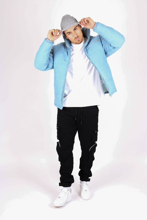 Liquor & Poker Vintage Stonewash Denim Puffa Jacket