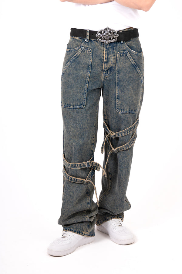 liquor & poker Vintage Wash Straight Leg Buckle Jean