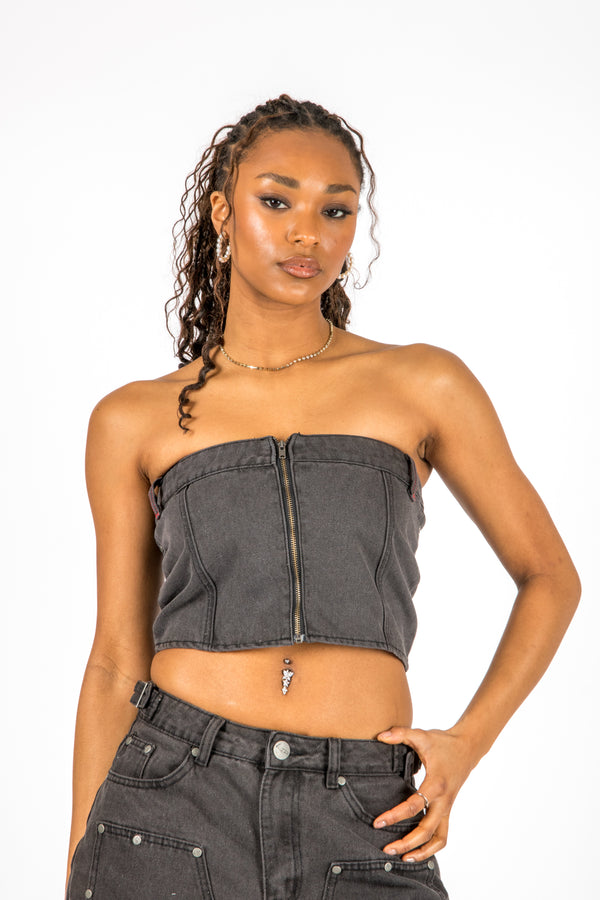 Liquor & Poker Washed Black Carpenter Corset Bandeau