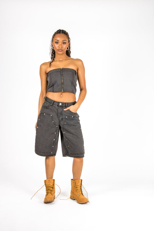 Liquor & Poker Washed Black Carpenter Corset Bandeau