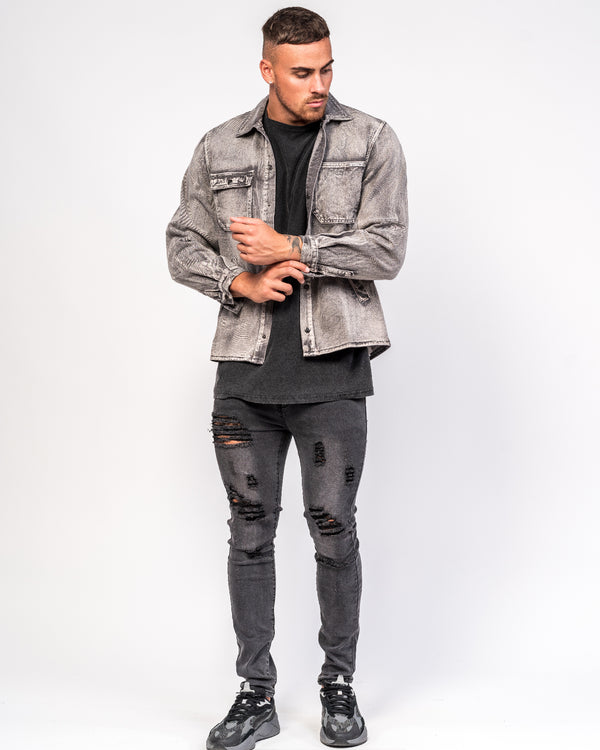 Liquor & Poker Washed Grey Shacket