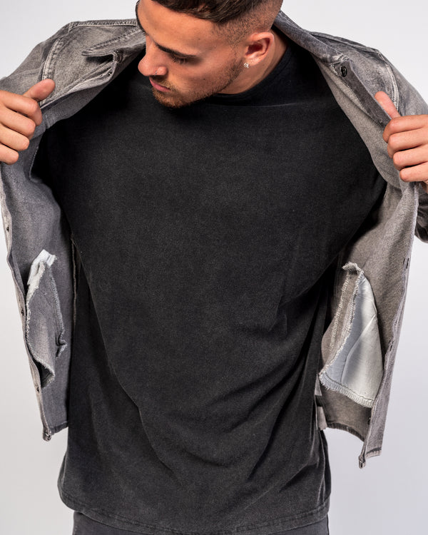 Liquor & Poker Washed Grey Shacket