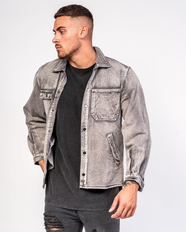 liquor & poker Washed Grey Shacket