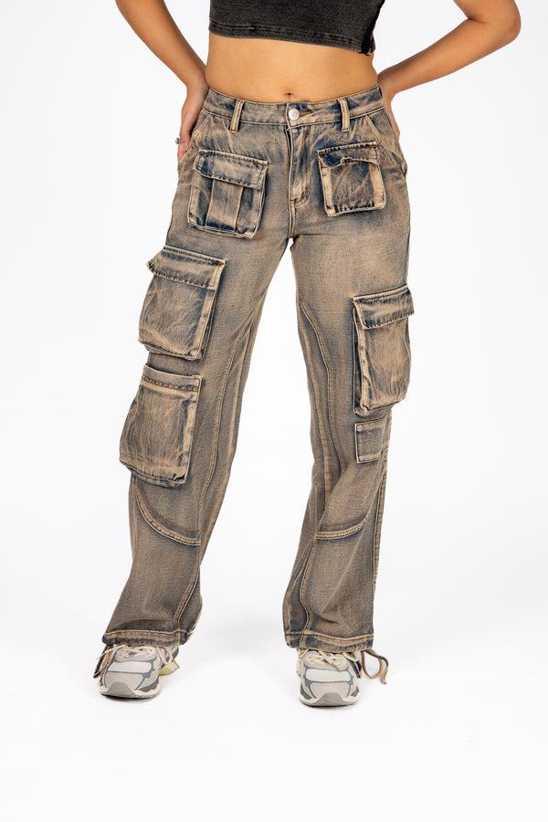 Liquor & Poker Washed Pink Tint Straight Leg Cargo