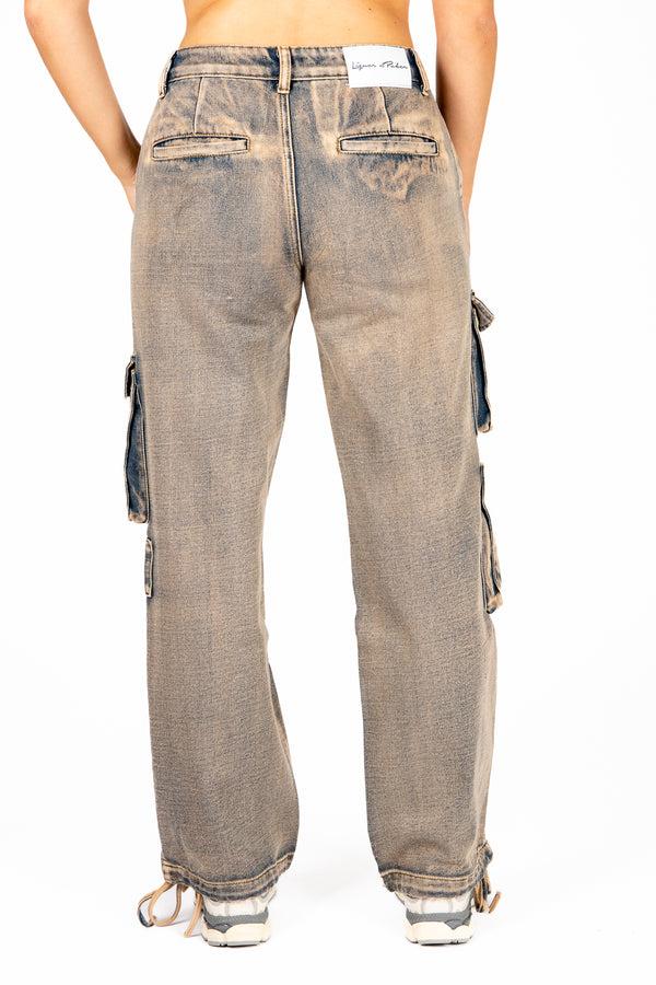 Liquor & Poker Washed Pink Tint Straight Leg Cargo