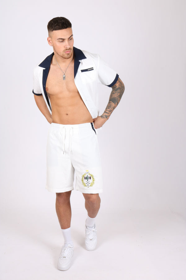liquor & poker White Golf Club Embroidered Shorts
