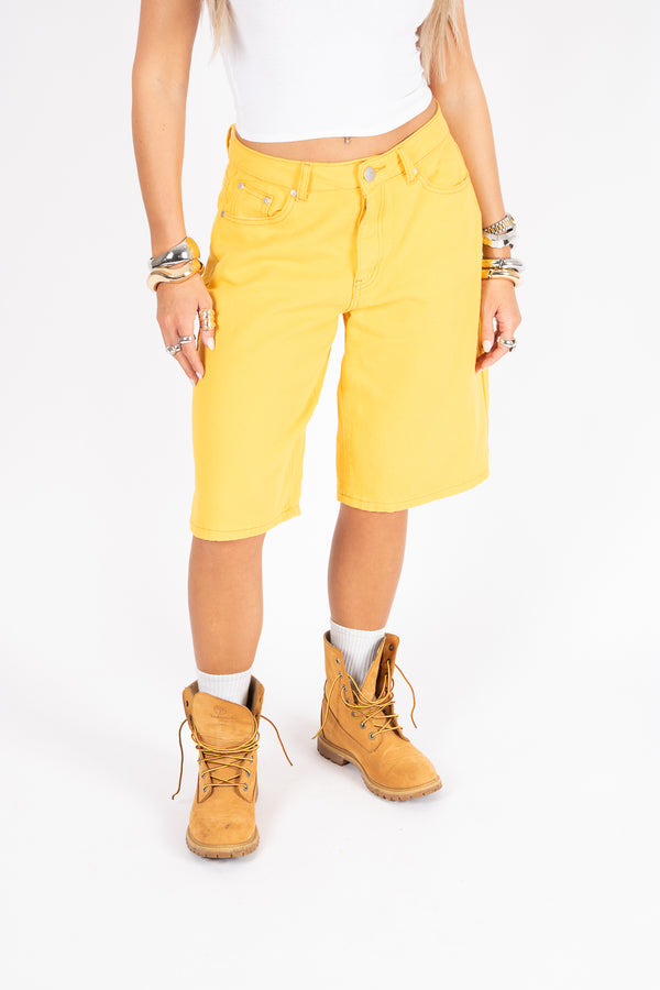 liquor & poker Yellow Denim Varsity Jorts