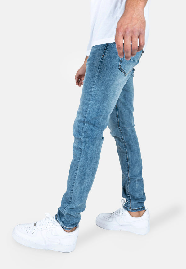 Liquor & Poker Logan Clean Skinny Jeans In Vintage Wash Denim