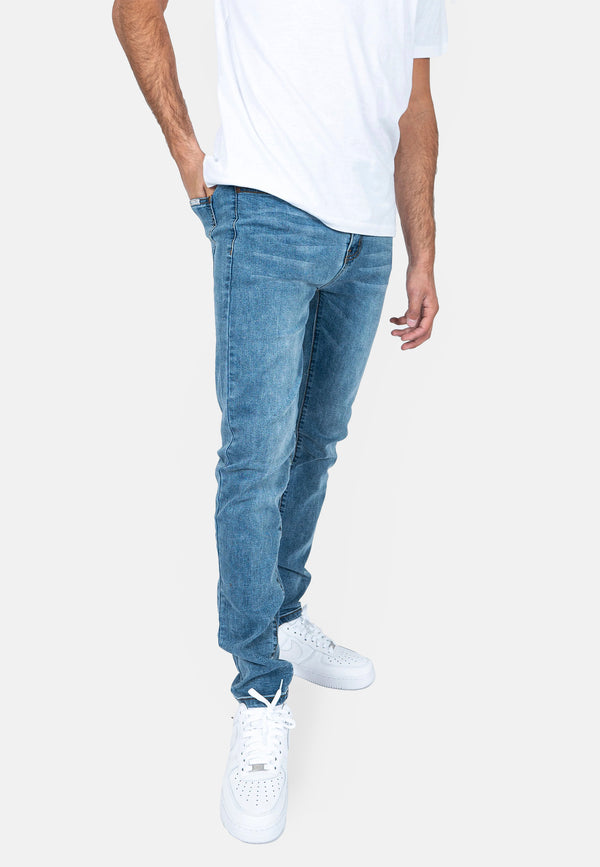Liquor & Poker Logan Clean Skinny Jeans In Vintage Wash Denim
