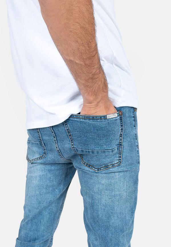 Liquor & Poker Logan Clean Skinny Jeans In Vintage Wash Denim