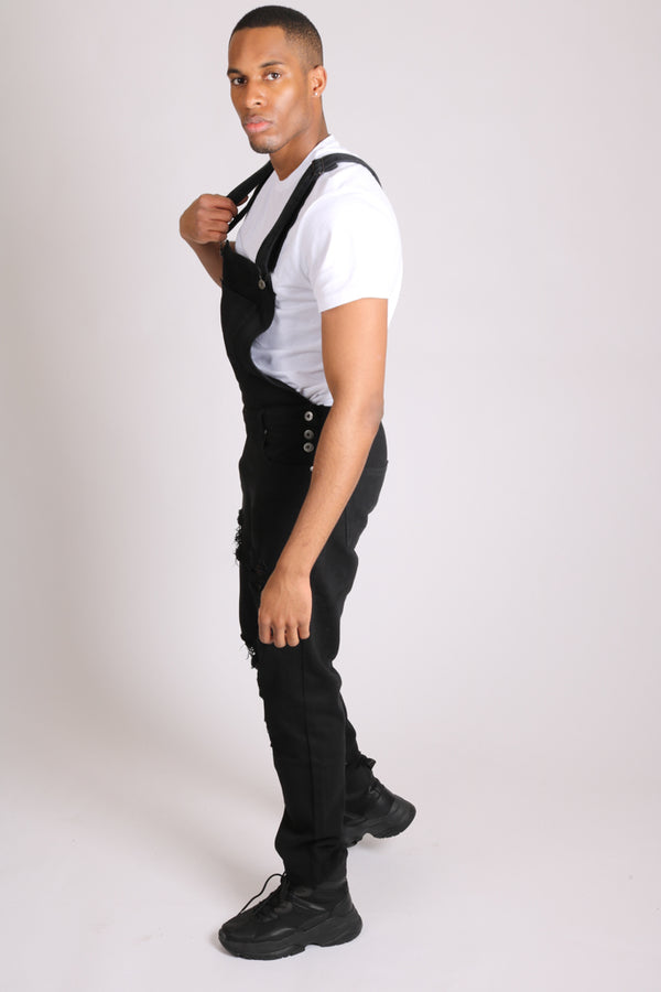 Liquor & Poker Louisiana Black Distressed Denim Dungarees