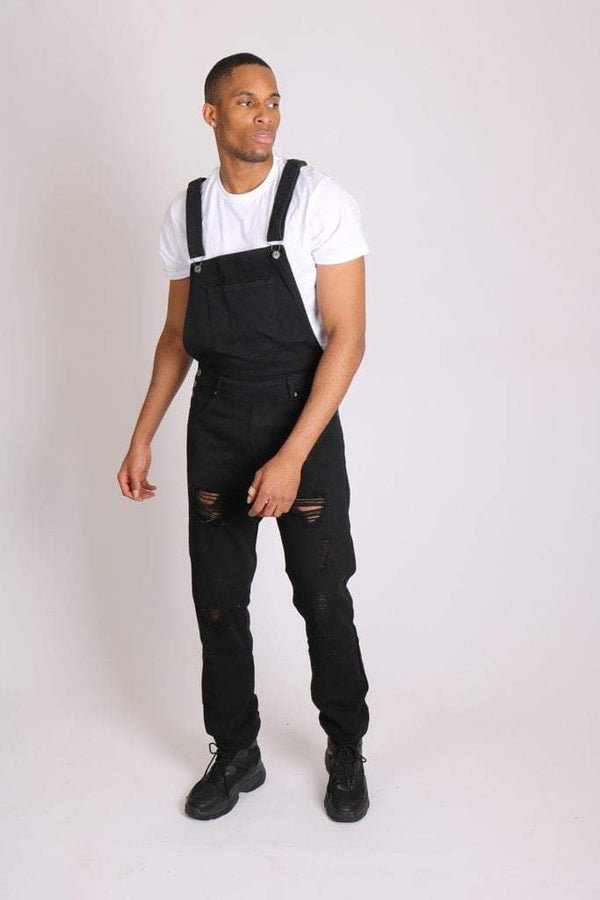liquor & poker Louisiana Black Distressed Denim Dungarees