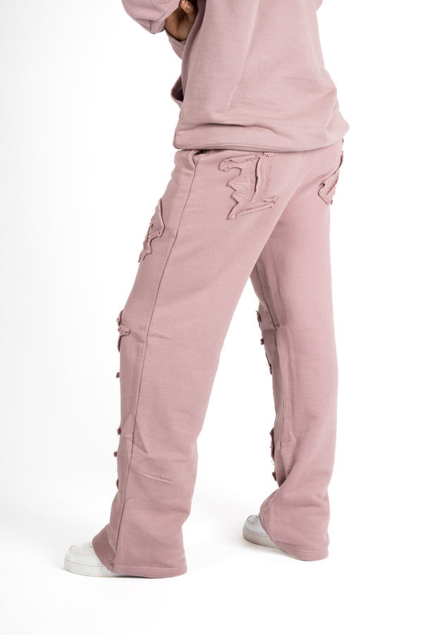 Liquor & Poker Mauve All Over 'Lnp' Motif Straight Leg Joggers