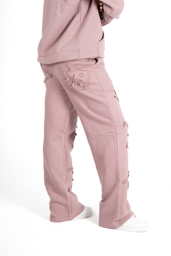 Liquor & Poker Mauve All Over 'Lnp' Motif Straight Leg Joggers