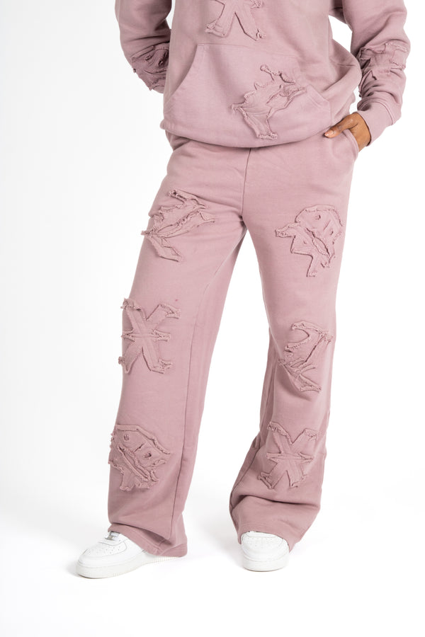 liquor & poker Mauve All Over 'Lnp' Motif Straight Leg Joggers