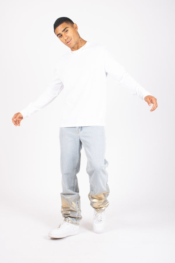 Liquor & Poker Metallic Faded Stonewash Straight Leg Jeans