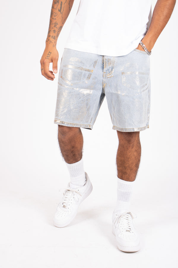 Liquor & Poker Metallic Faded Stonewash Straight Leg Shorts