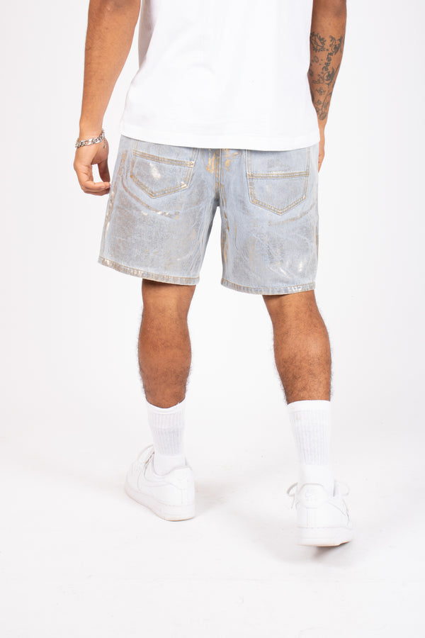 Liquor & Poker Metallic Faded Stonewash Straight Leg Shorts