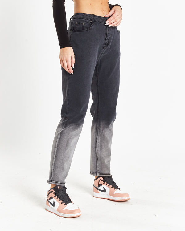 Liquor & Poker Mom Jeans In Comfort Stretch In Ombre Effect