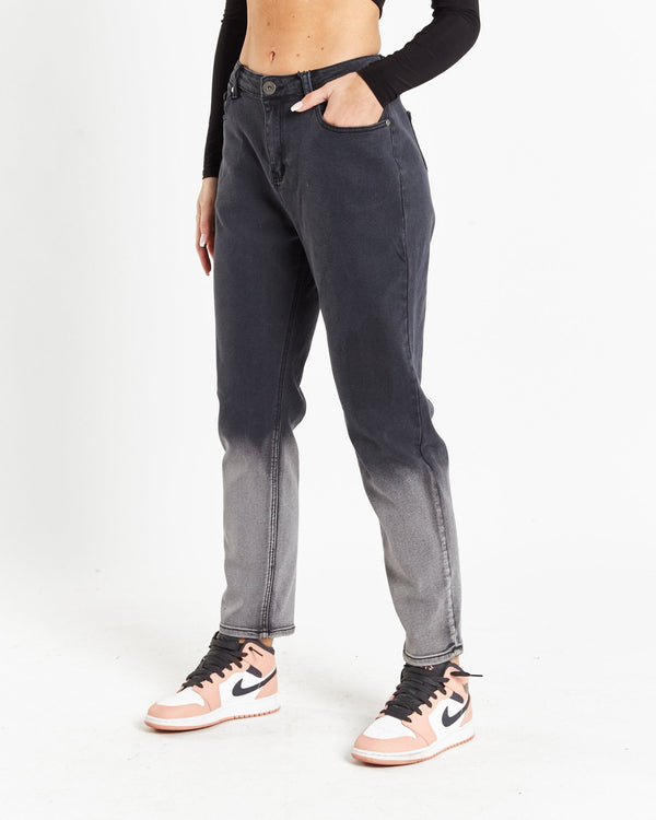 liquor & poker Mom Jeans In Comfort Stretch In Ombre Effect