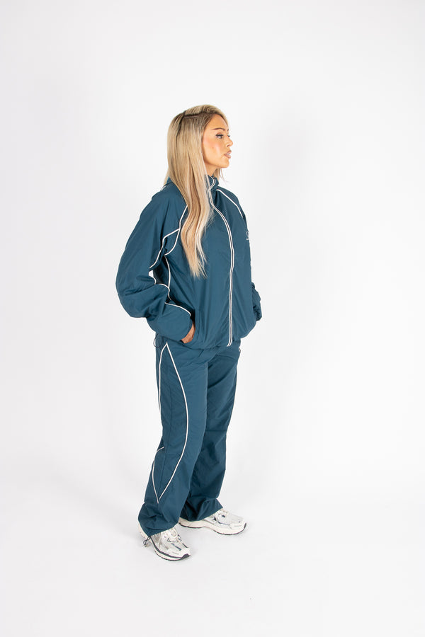 Liquor & Poker Navy Relaxed-Fit Shell Joggers With Logo & Piping