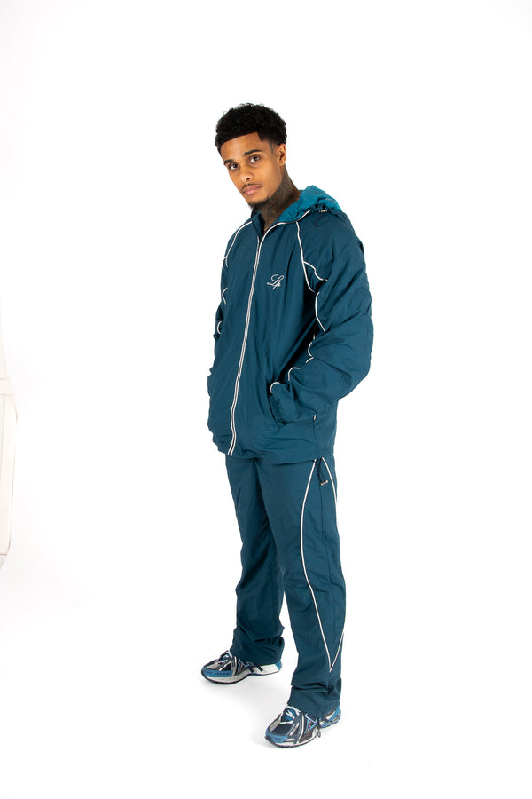 Liquor & Poker Navy Relaxed-Fit Shell Joggers With Logo & Piping