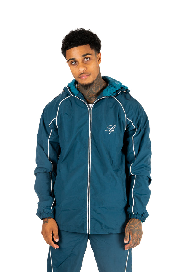 Liquor & Poker Navy Shell Track Jacket With Logo & Piping