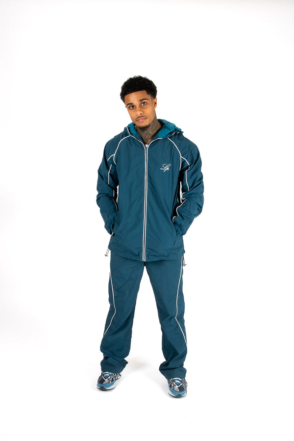 Liquor & Poker Navy Shell Track Jacket With Logo & Piping