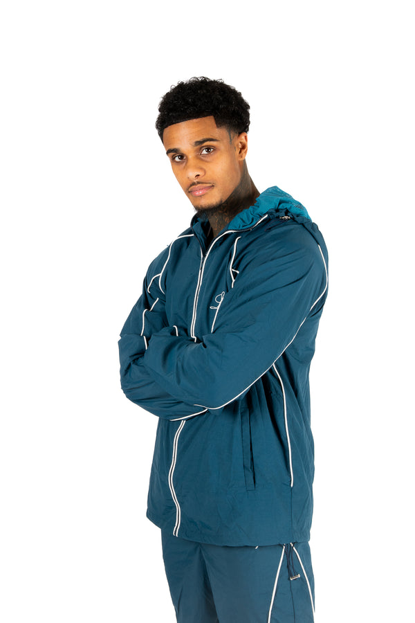 liquor & poker Navy Shell Track Jacket With Logo & Piping