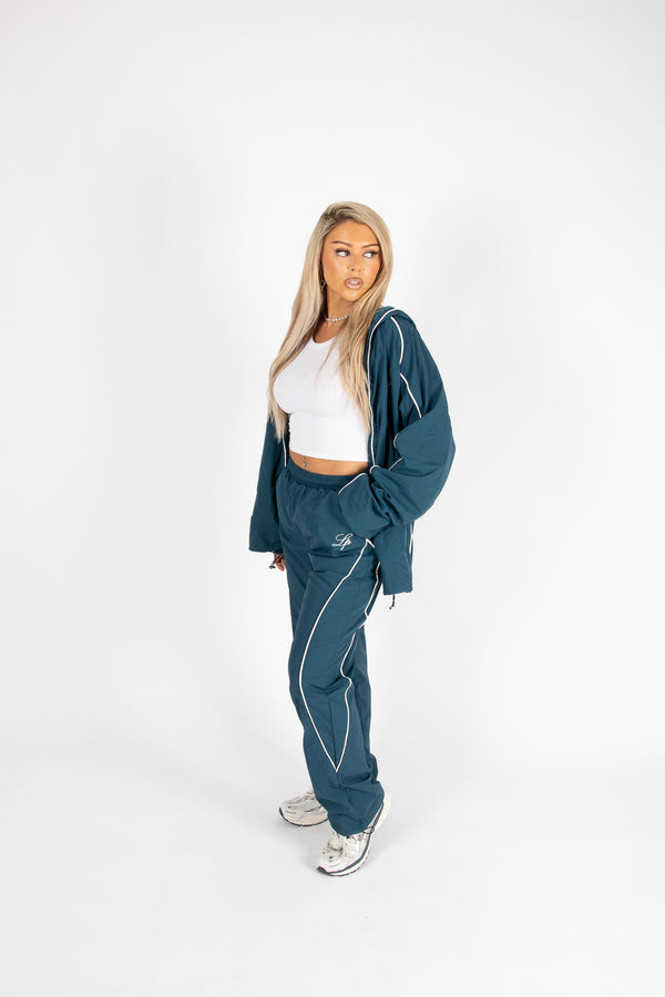 liquor & poker Navy Shell Track Jacket With Logo & Piping